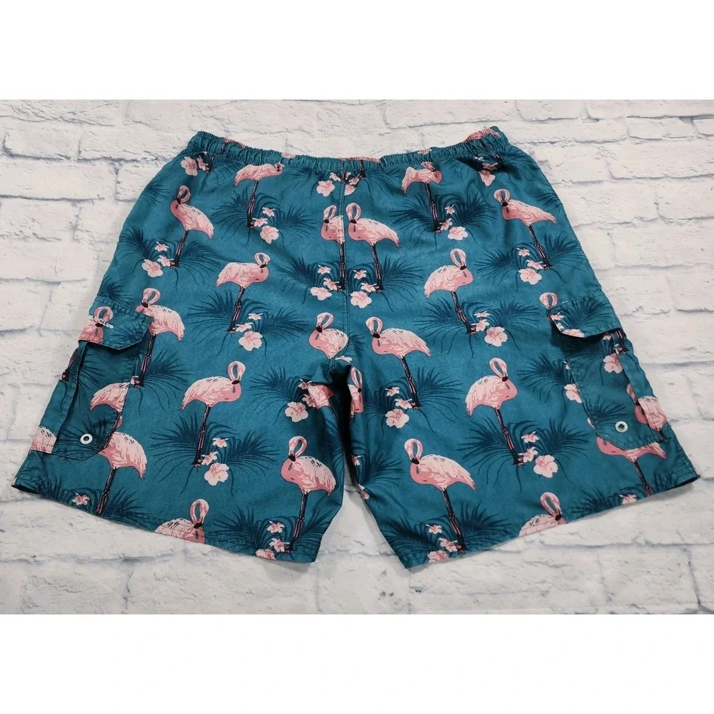 Beverly Hills Polo Club MENS XXL Swim Trunks Board Shorts Flamingo Green